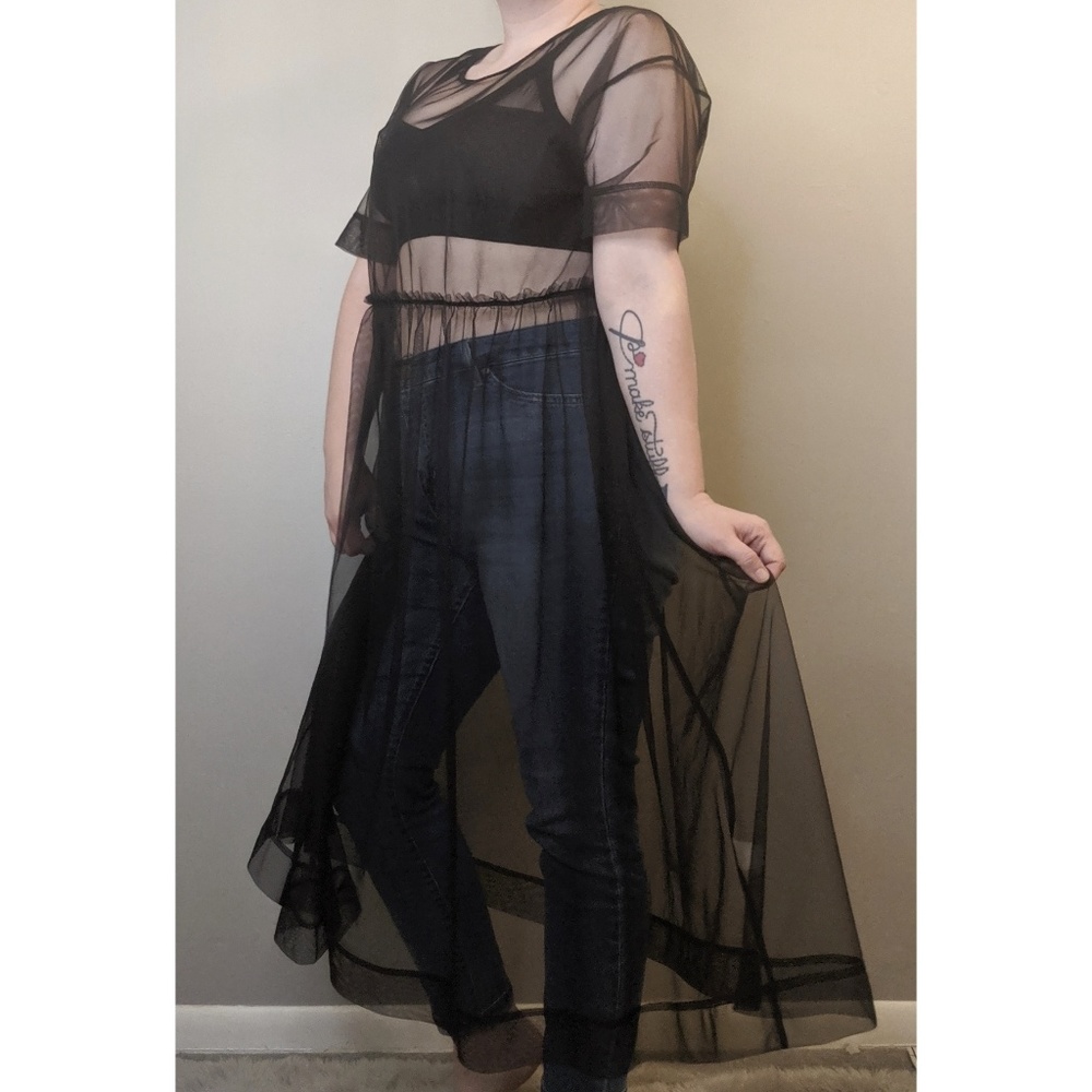 Sheer Black Tulle Dress - Picture 3 of 4